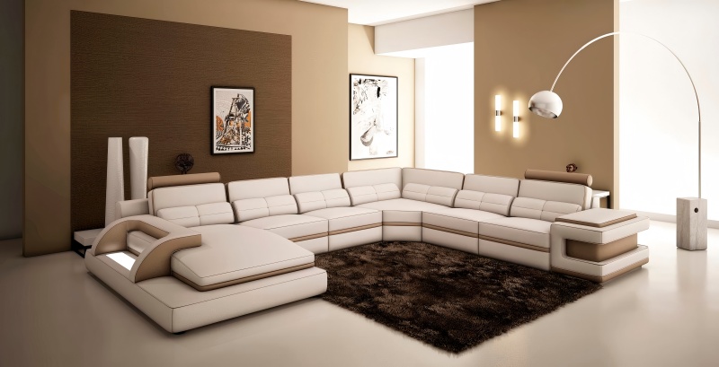 Un sofá de cuero minimalista para toda la familia