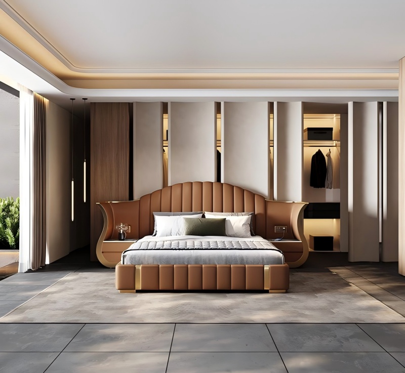 Cama integrada de doble gabinete ｜ Doble disfrute de almacenamiento y lujo sueño