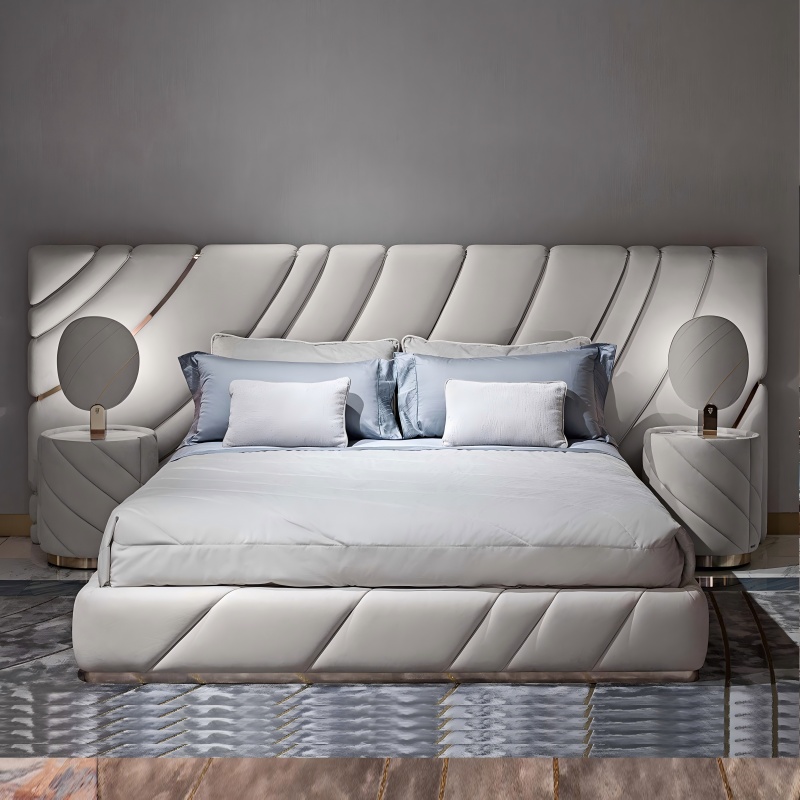 Light Luxury Big Bed Set de tres piezas | Combinación de posición del dormitorio principal C