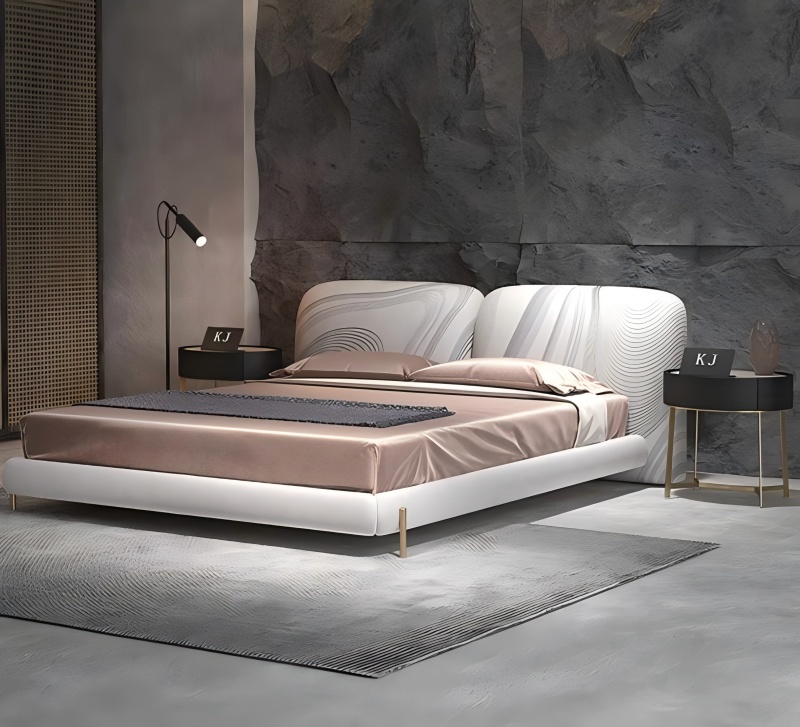 Cama de cuero de diseñador de Milano con toque mate